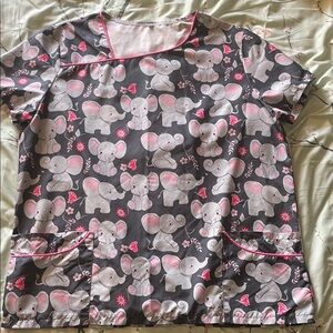 Women's Gray and Pink Elephant Print Tunic Top